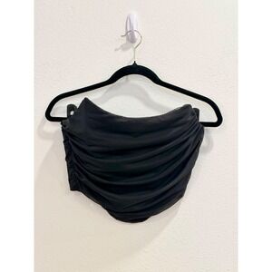 Strapless Black Ruched Corset Top Womens M Zip Back Goth Whimsigoth Clubwear